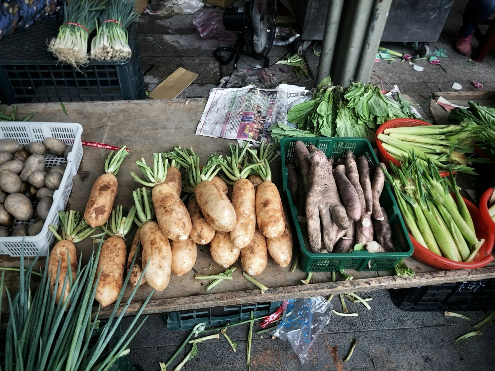 伝統市場の新鮮な野菜